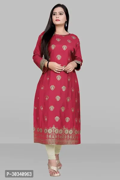 Beautiful Muslin Pink Woven Design Kurta For Women