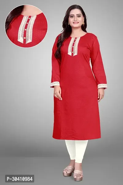 Stylish Red Silk Blend Kurta For Women