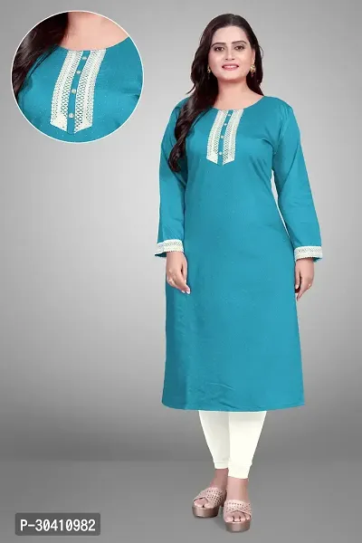 Stylish Blue Silk Blend Kurta For Women