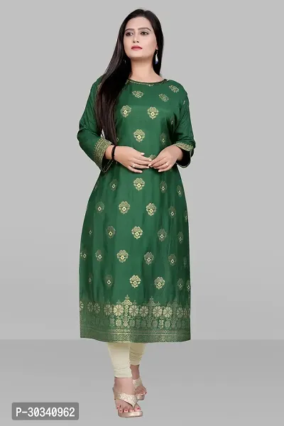 Beautiful Muslin Green Woven Design Kurta For Women