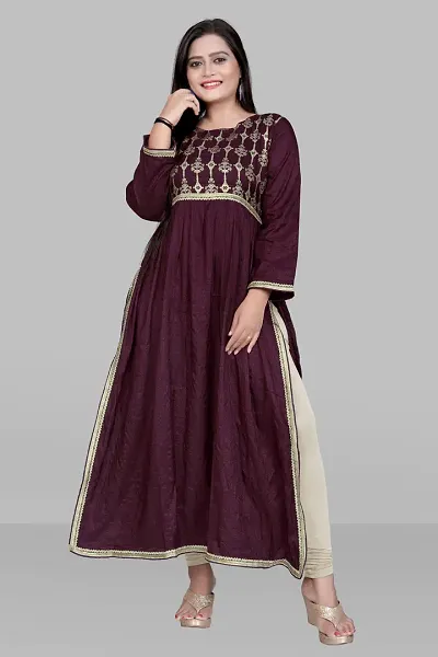 Beautiful Silk Embroidered Kurta For Women