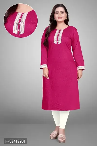 Stylish Pink Silk Blend Kurta For Women-thumb0