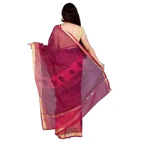 Saree Women's Kota Doria Cotton Silk Hand Block Printed Saree With Blouse Piece(DT01 Maroon)-thumb3