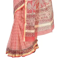 saree Women's KKota Doria Cotton Silk Hand Block Printed With Blouse Piece (DT-142 Cream) Jari Border-thumb2