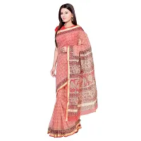 saree Women's KKota Doria Cotton Silk Hand Block Printed With Blouse Piece (DT-142 Cream) Jari Border-thumb4