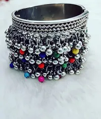 ESHNA MORE PURE OXIDISED SILVER GHUNGROO CUFF BRACELET TRADITIONAL KADA 1 FREE SIZE LOW COST MUST BUY?-thumb4
