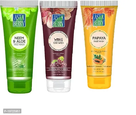 Asta Berry Papaya Neem Wine Face Wash Pack Of 3