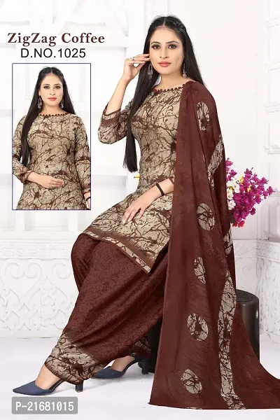 Elegant  Crepe  Dress Material with Dupatta For Women-thumb0