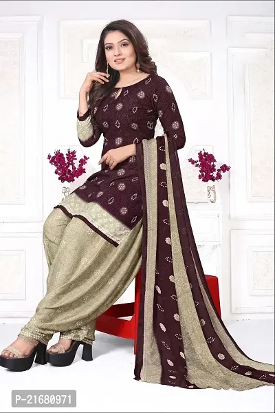 Elegant  Crepe  Dress Material with Dupatta For Women-thumb0