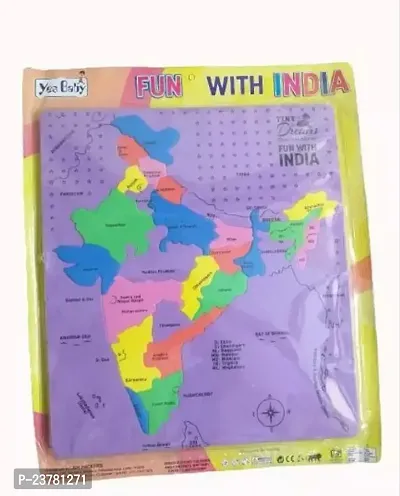 India Map With States Eva Foam Jigsaw Puzzle - Educational Learning Toy For Boys And Girls-thumb0