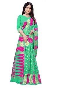 BENGAL POOJA SPESIAL COTTON JAMDANI SILK SAREE DHAKAI S-44 (PISTA)-thumb1