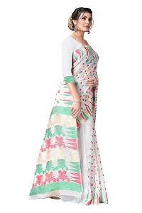 BENGAL POOJA SPESIAL COTTON JAMDANI SILK SAREE DHAKAI HS-158 (WHITE)-thumb3