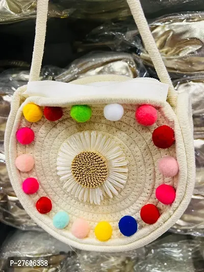 Stylish White Jute Embroidered Handbag Bags For Women-thumb0