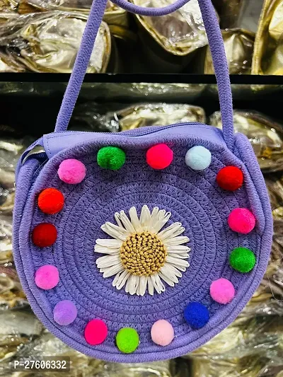 Stylish Purple Jute Embroidered Handbag Bags For Women-thumb0