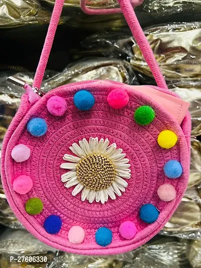 Stylish Pink Jute Embroidered Handbag Bags For Women-thumb0