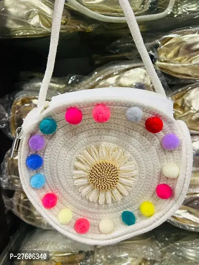 Stylish White Jute Embroidered Handbag Bags For Women