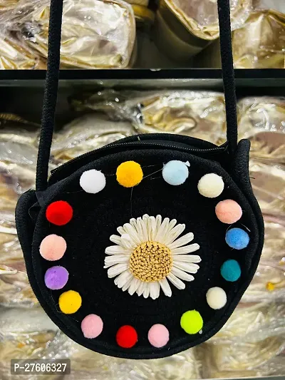Stylish Black Jute Embroidered Handbag Bags For Women-thumb0