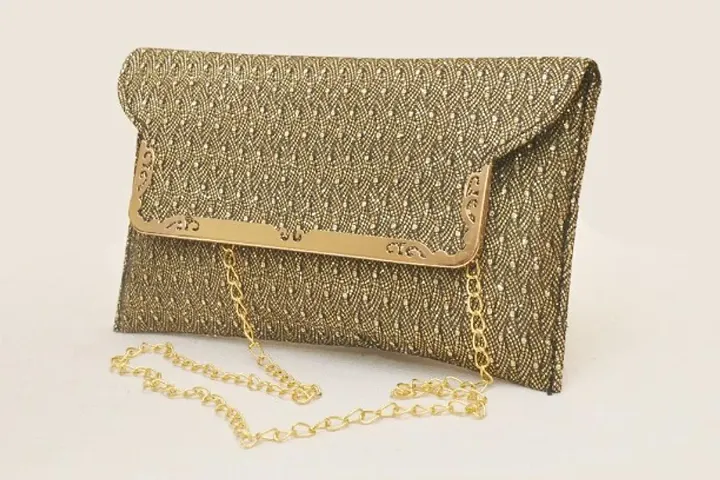Elegant Party-wear Hand-held Clutches With Sling Chain For Women