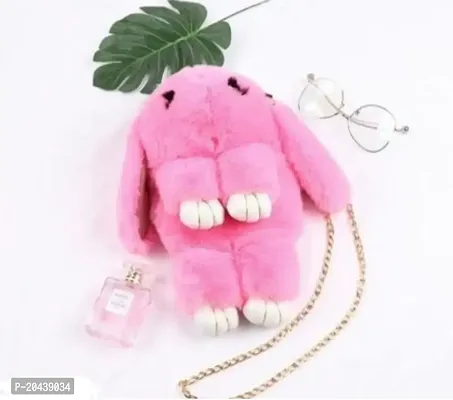 Cute Rabbit Sling Bag, Fluffy Bunny Shoulder Bag, Cross Body Sling Bag For Girls, Soft Hand Bag For Girls-thumb0
