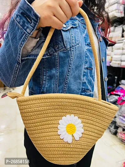 Daisy Flower Handwoven Knitted Straw Crossbody Bag