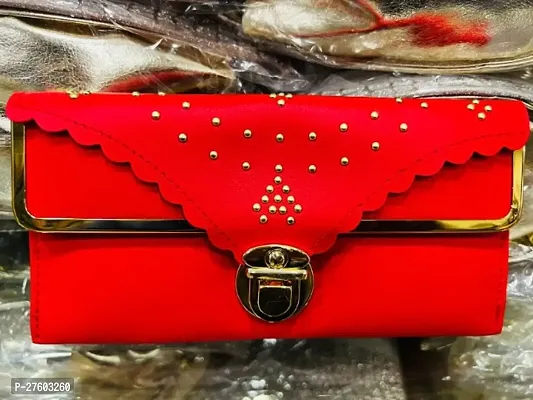 Stylish Red PU Hand Held Clutch For Women