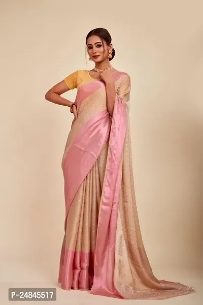 Stylish Chiffon Beige Printed Saree with Blouse piece For Women