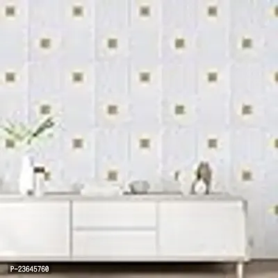 Waterproof PE Foam 3D Wall Panels Wallpaper Sticker for Living Room, Bathroom and Home Hotel Cafe Decoration (White Gold 70X70 CM)-thumb2