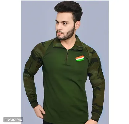 Stylish Green Cotton Blend T-Shirts For Men-thumb0