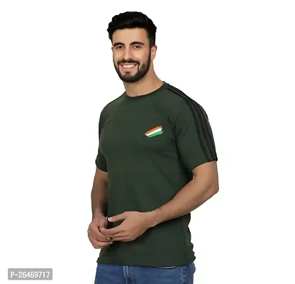 Stylish Green Cotton Blend T-Shirts For Men-thumb0