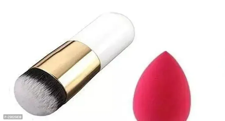 Soft Bristles Foundation Bullet Brush With Pink Blender Puff