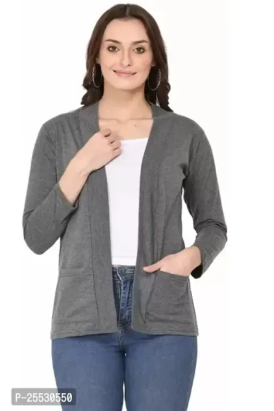 Classy Hangers Women Dark Grey Pocket Shrug