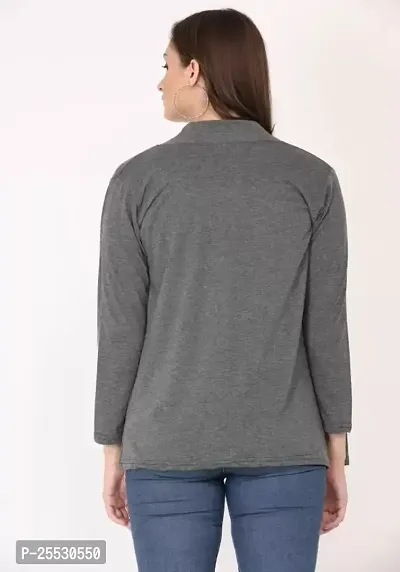 Classy Hangers Women Dark Grey Pocket Shrug-thumb3