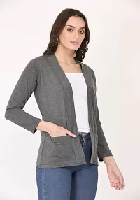 Classy Hangers Women Dark Grey Pocket Shrug-thumb3