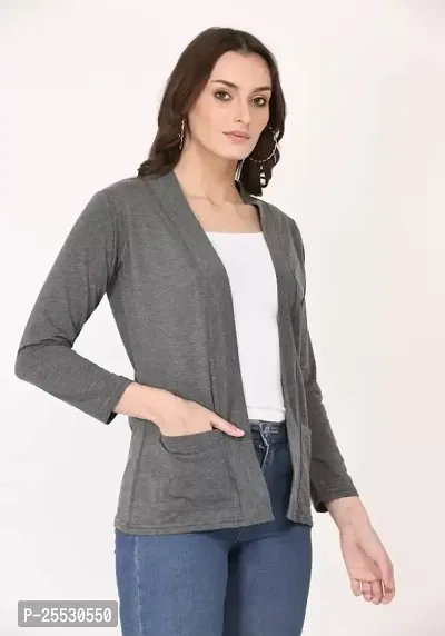 Classy Hangers Women Dark Grey Pocket Shrug-thumb4