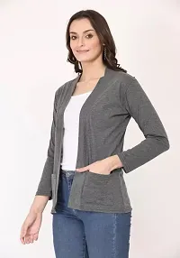 Classy Hangers Women Dark Grey Pocket Shrug-thumb1