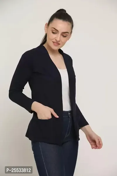 Classy Hangers Women Blue Pocket Shrug