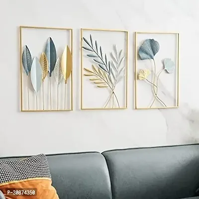 Multicolor Ginko Leaf 3 D Wall Art Collection Wall Hanging Set of 3 for Home-thumb3