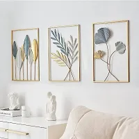 Multicolor Ginko Leaf 3 D Wall Art Collection Wall Hanging Set of 3 for Home-thumb3