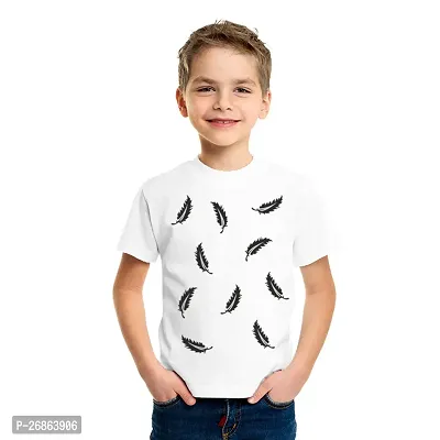 Stylish White Cotton Blend Printed Tees For Boys-thumb0