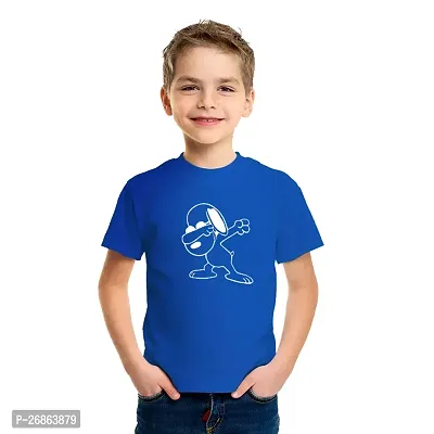 Stylish Blue Cotton Blend Printed Tees For Boys-thumb0