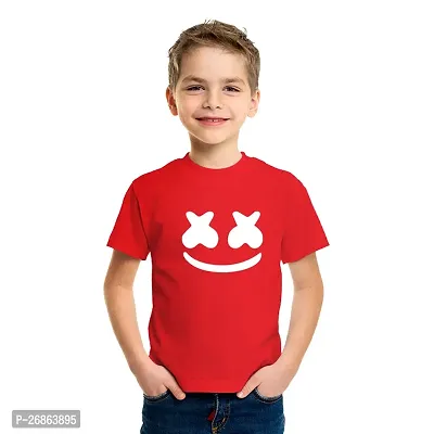 Stylish Red Cotton Blend Printed Tees For Boys-thumb0