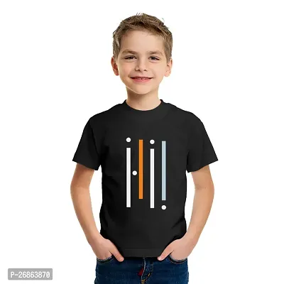 Stylish Black Cotton Blend Printed Tees For Boys-thumb0