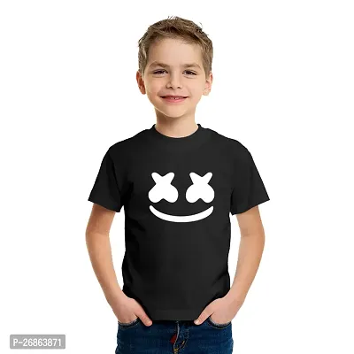 Stylish Black Cotton Blend Printed Tees For Boys-thumb0