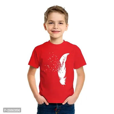 Stylish Red Cotton Blend Printed Tees For Boys-thumb0