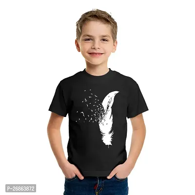 Stylish Black Cotton Blend Printed Tees For Boys-thumb0