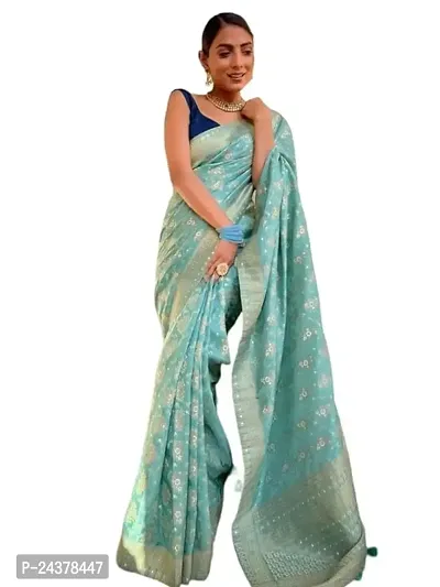 Stylish Fancy Designer Pure Silk Saree With Blouse Piece For Women-thumb0