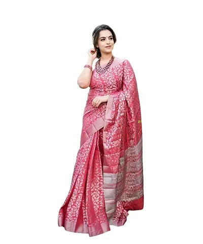 Naishu Trendz Saree For Women-Kanjivaram Soft Lichi Silk Saree With Blouse Piece(Mi Fvrindavan_Light Pink)