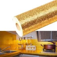60CM X 200CM Kitchen Wallpaper Oil Proof,Waterproof self-Adhesive Wall Stickers for Kitchen Anti-Mold and Heat Resistant Aluminium Backsplash Wallpaper for Walls Cabinets Drawers and Shelves (GOLDEN K-thumb3