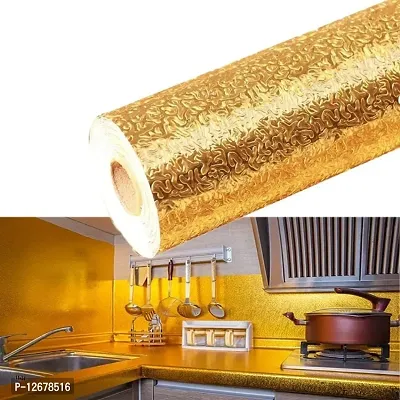 60CM X 200CM Kitchen Wallpaper Oil Proof,Waterproof self-Adhesive Wall Stickers for Kitchen Anti-Mold and Heat Resistant Aluminium Backsplash Wallpaper for Walls Cabinets Drawers and Shelves (GOLDEN K-thumb4