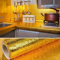 60CM X 200CM Kitchen Wallpaper Oil Proof,Waterproof self-Adhesive Wall Stickers for Kitchen Anti-Mold and Heat Resistant Aluminium Backsplash Wallpaper for Walls Cabinets Drawers and Shelves (GOLDEN K-thumb1